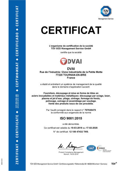 certificat iso 9001