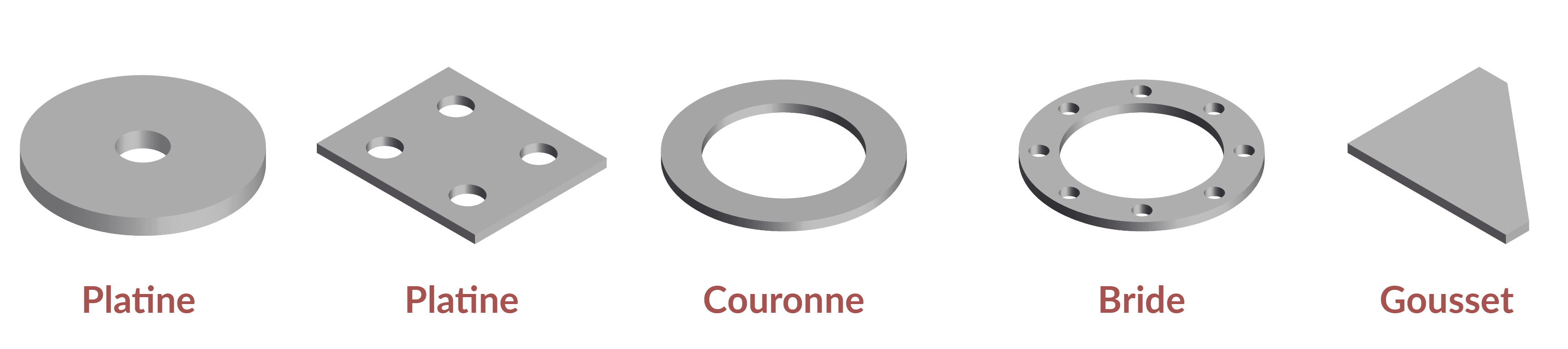 bride platine couronne en inox